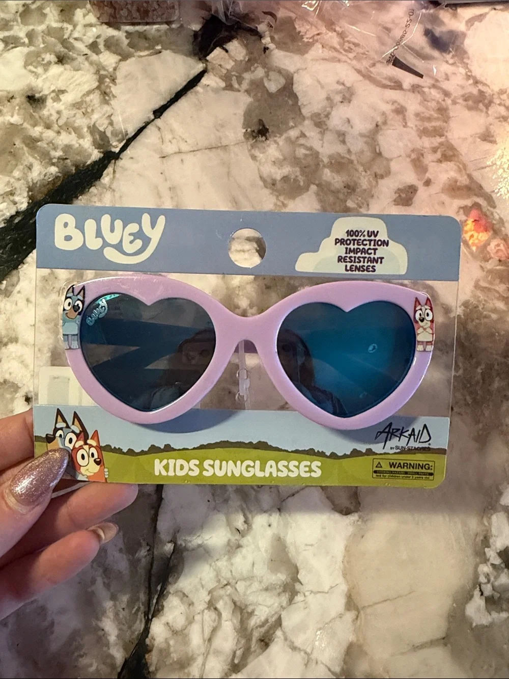 Bluey Kids Heart Sunglasses - Lavender Frame, Blue Lenses